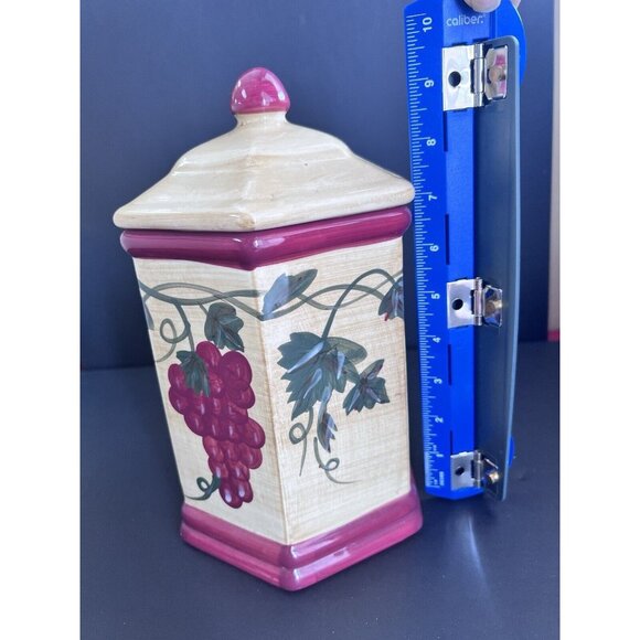 Nonni's Tuscan Grapes Ceramic Biscotti Cookie Jar And Lid 12'inch - Picture 6 of 11